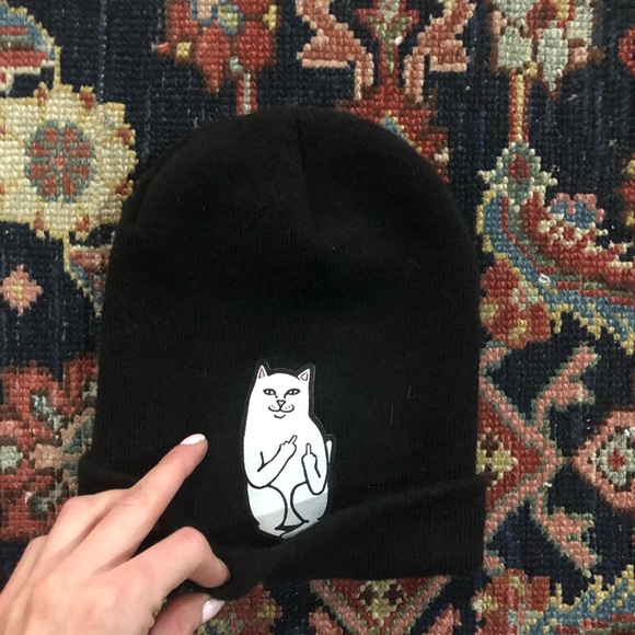 Rip N Dip Nermel Cat Flip Off Beanie 